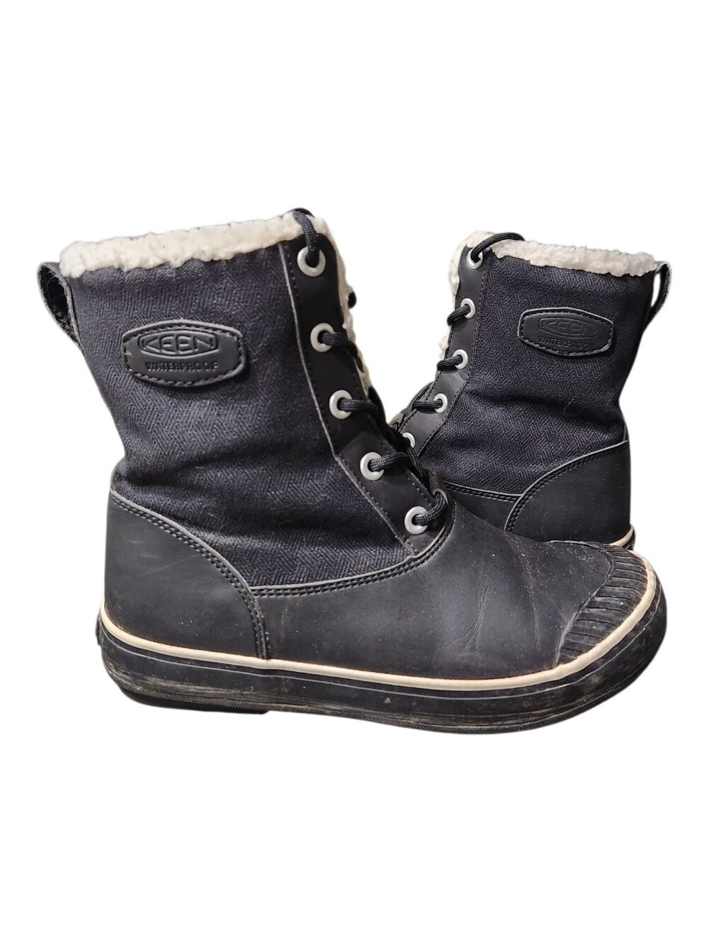 Keen Elsa Waterproof Sherpa Lined Boots Black Mid Lace Up Boots Size 7.5